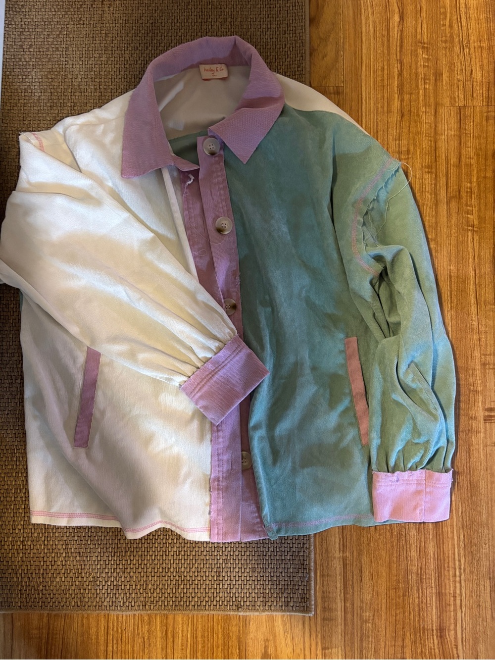 Women’s Colorblock Corduroy Jacket - Lavender, Mint & White